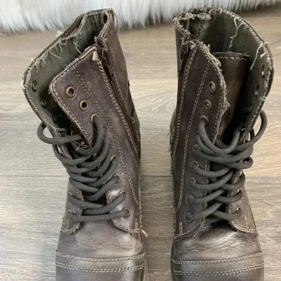 Aldo Women's Combat Moto Biker Boots Army Utility Brown Buckles Zipper Size 5 - Picture 8 of 14